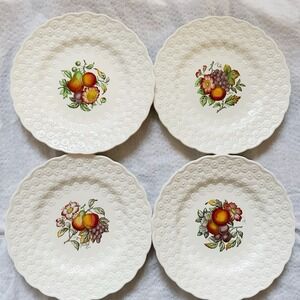 4‎ Copeland Spode Alden J Price Embossed Daisy Border Fruit Flower #4-7 Plates
